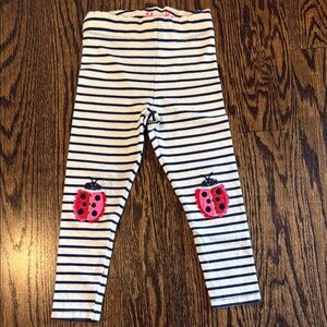 Striped Kids Leggings with Ladybug Design